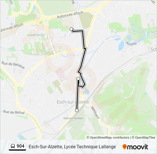 904 Bus Line Map