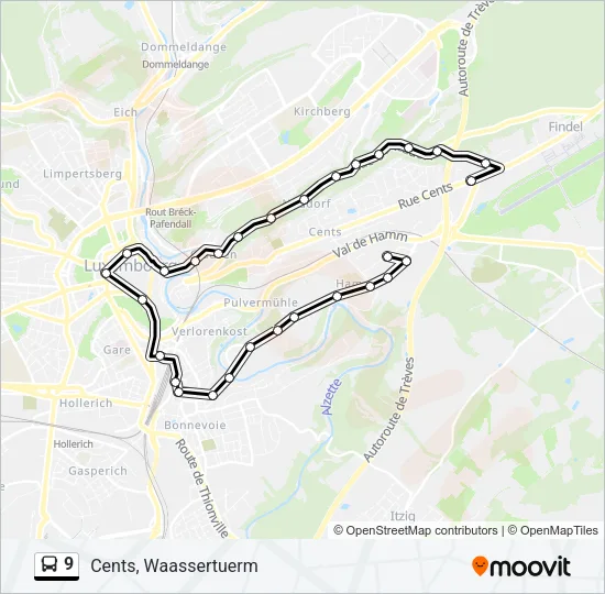 9 Bus Line Map