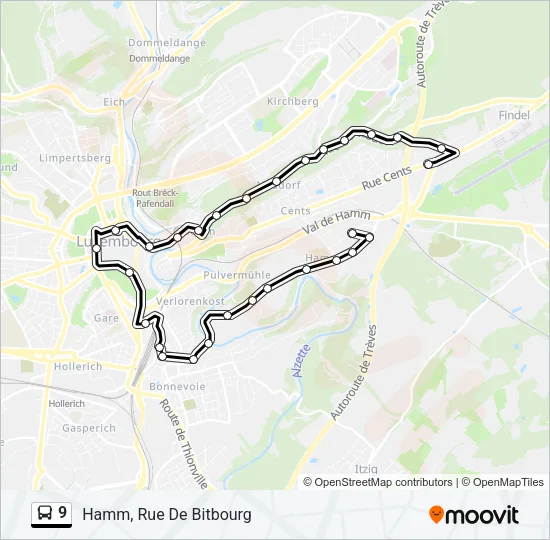 9 Bus Line Map