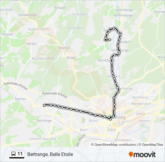 Plan de la ligne 11 de bus