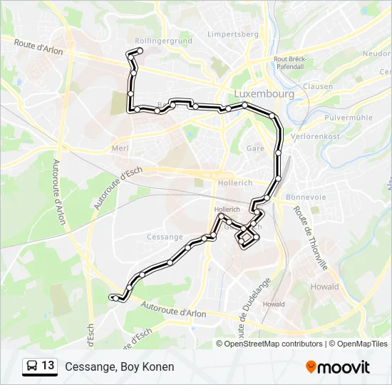 13 Bus Line Map