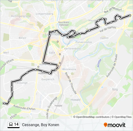 14 Bus Line Map