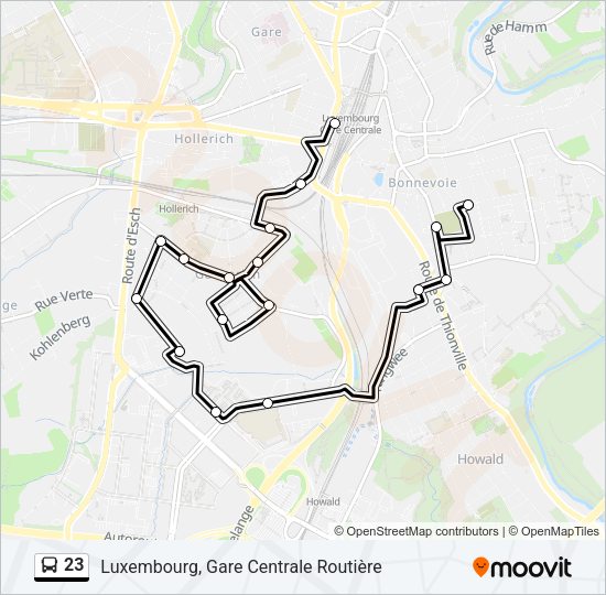 Plan de la ligne 23 de bus