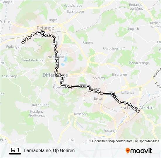 1 Bus Line Map