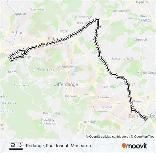 13 Bus Line Map