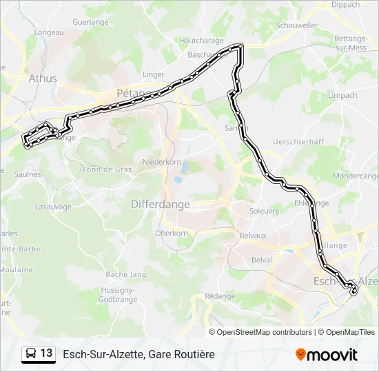 13 Bus Line Map