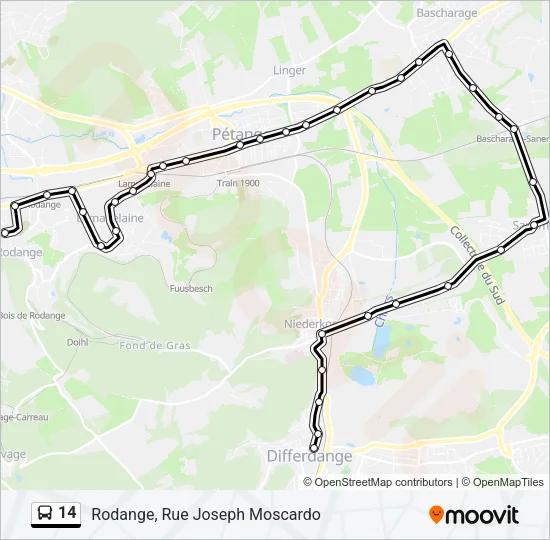 14 Bus Line Map