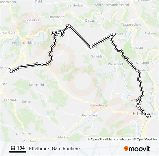 134 Bus Line Map