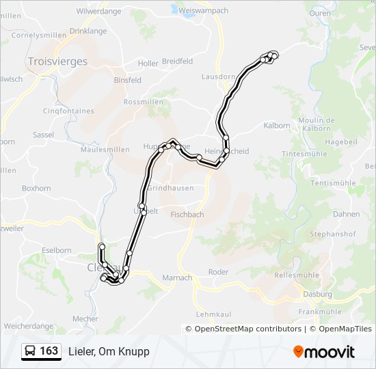 163 bus Line Map