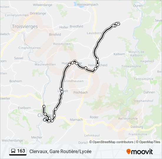 163 bus Line Map