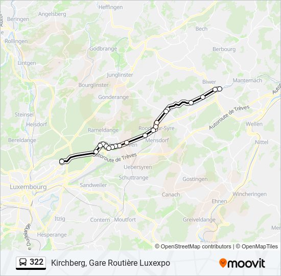 Plan de la ligne 322 de bus