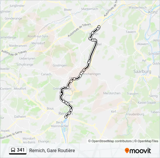 341 Bus Line Map