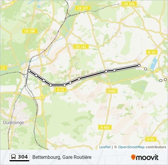 304 Itinéraire: Horaires, Arrêts & Plan - Bettembourg, Gare Routière