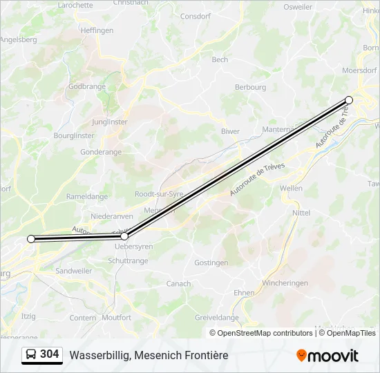 304 Bus Line Map