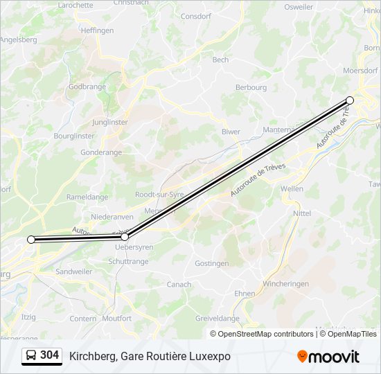 Plan de la ligne 304 de bus