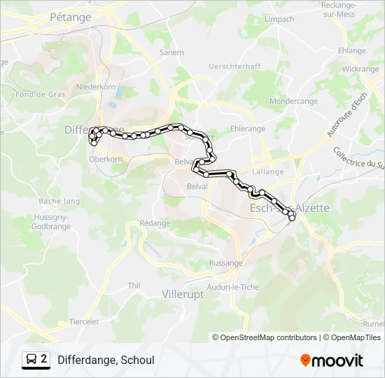 2 Bus Line Map