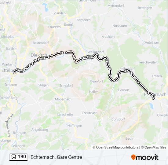 190 bus Line Map