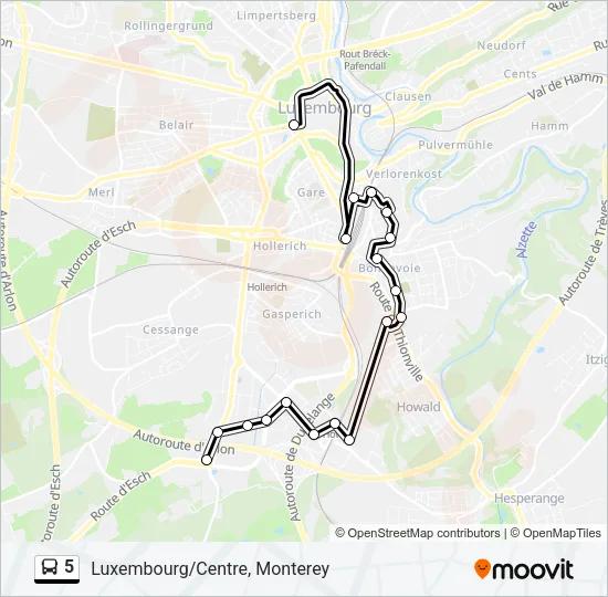 5 Bus Line Map