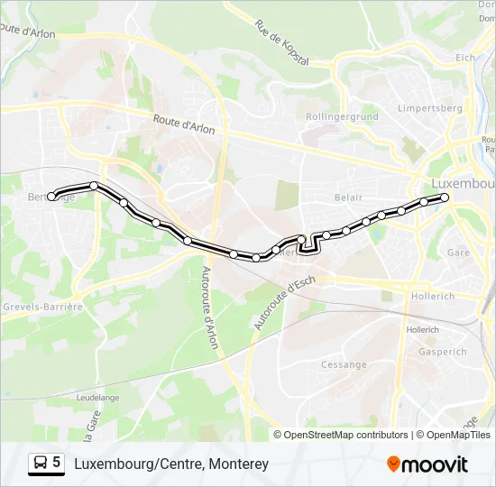 5 Bus Line Map
