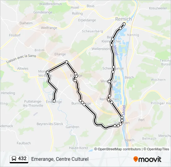 432 Bus Line Map
