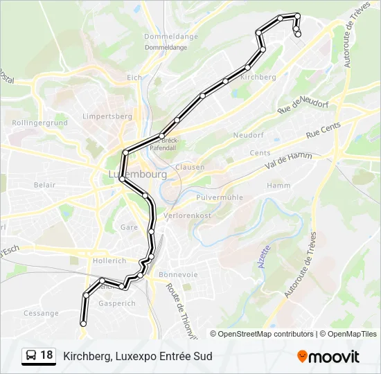 18 Bus Line Map