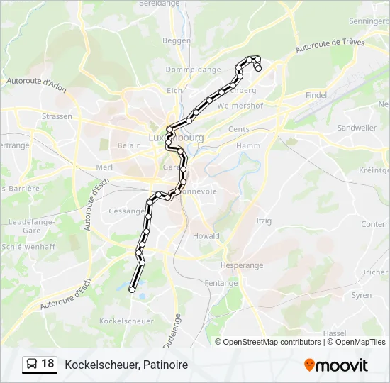 18 Bus Line Map
