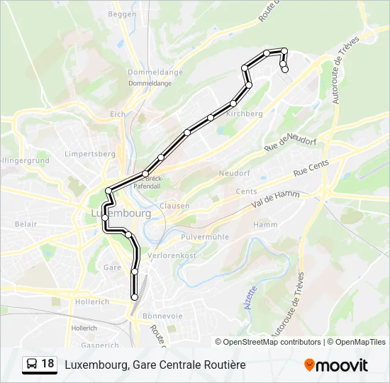 18 Bus Line Map