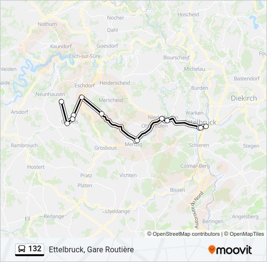 Plan de la ligne 132 de bus