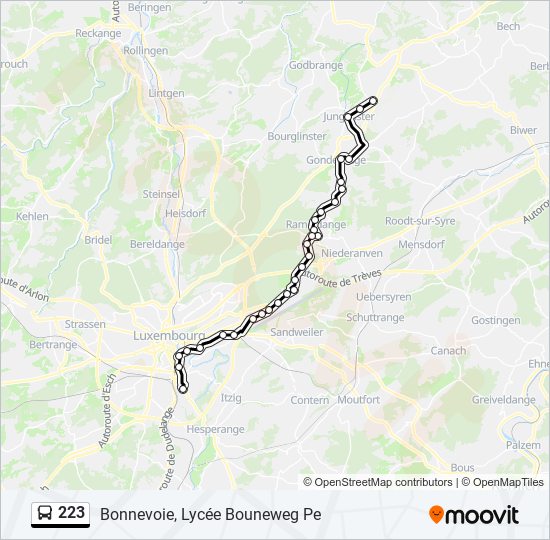 Plan de la ligne 223 de bus