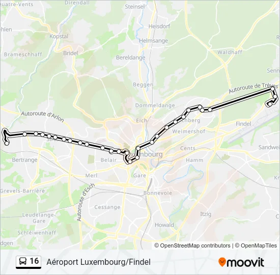 16 Bus Line Map