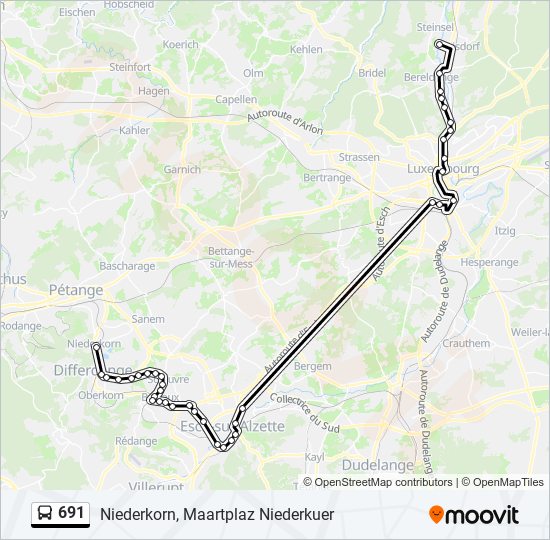 Plan de la ligne 691 de bus