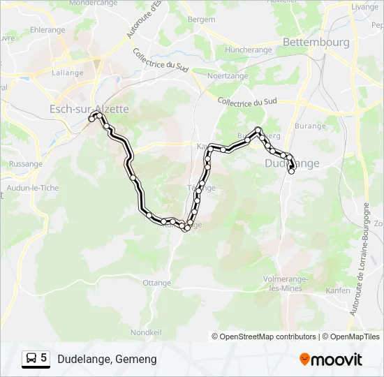 5 Bus Line Map