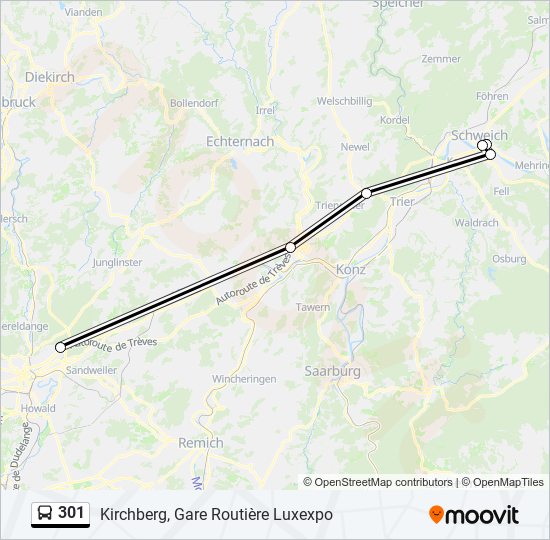 Plan de la ligne 301 de bus