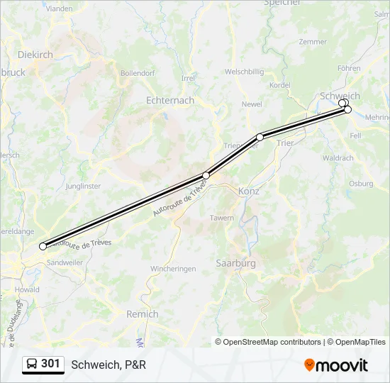 301 Bus Line Map
