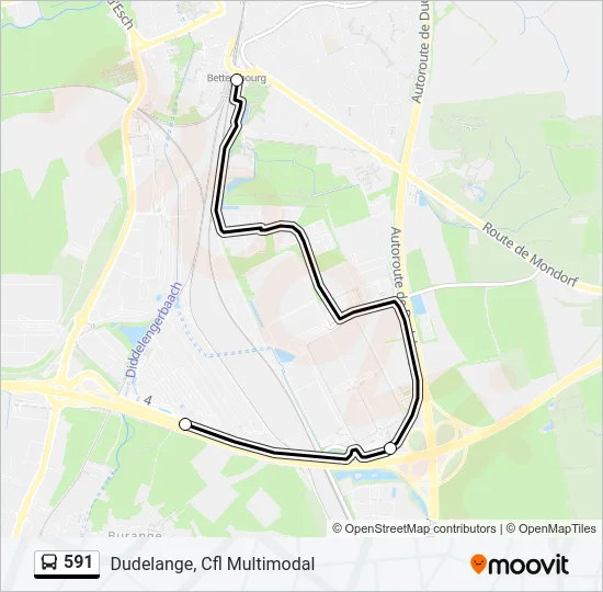 591 Bus Line Map