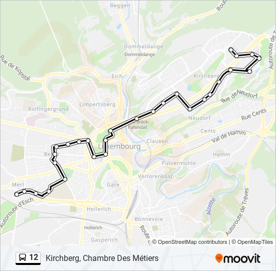 Plan de la ligne 12 de bus