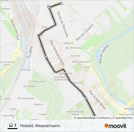 3 Bus Line Map