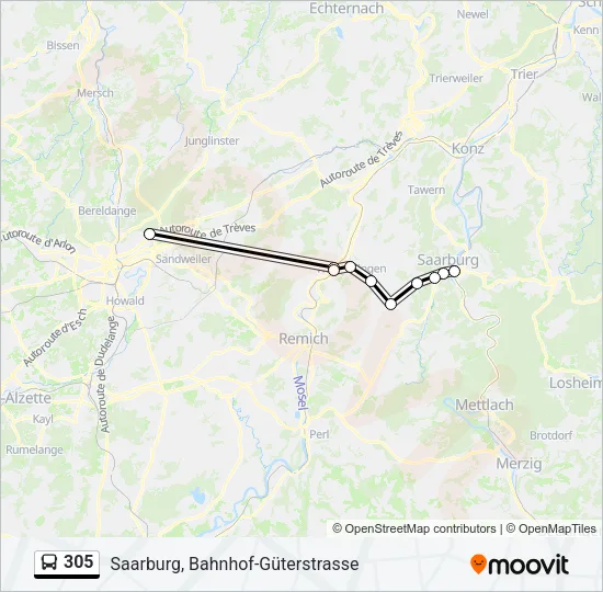 305 Bus Line Map