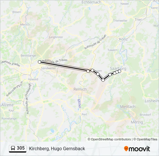 305 Bus Line Map