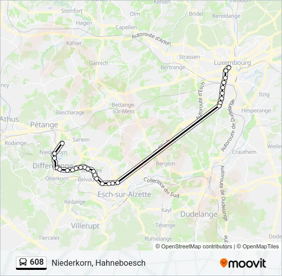 608 Bus Line Map
