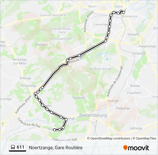 611 Bus Line Map