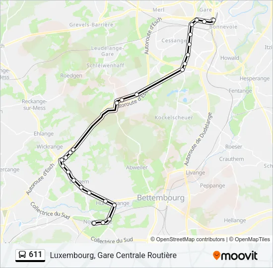 611 Bus Line Map