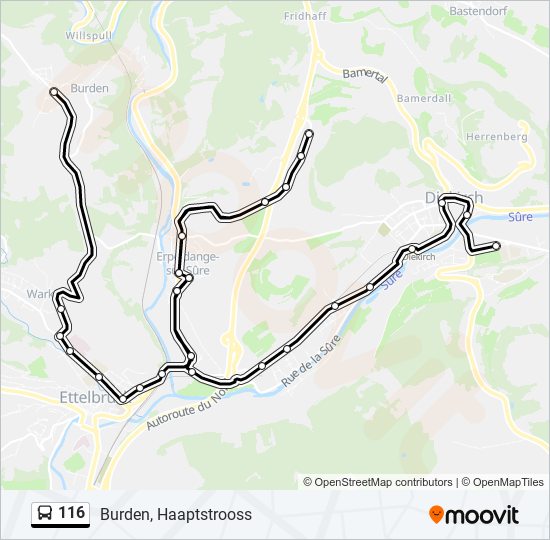 Plan de la ligne 116 de bus