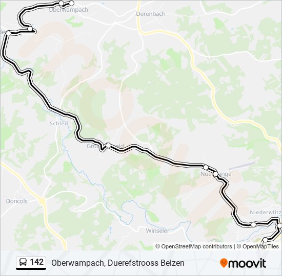 Plan de la ligne 142 de bus