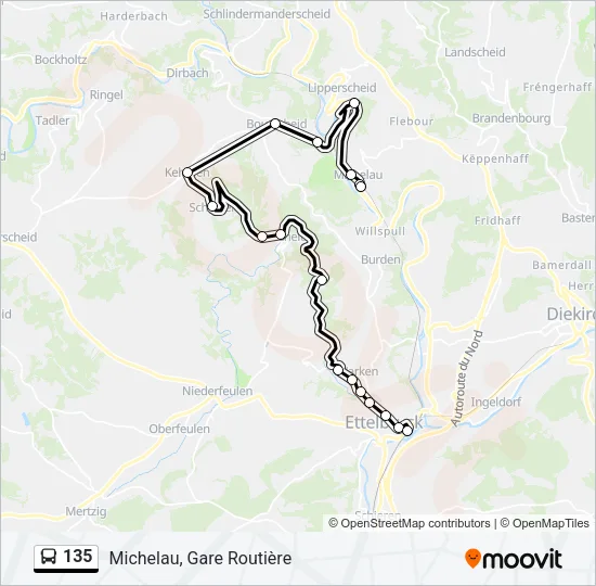 135 Bus Line Map