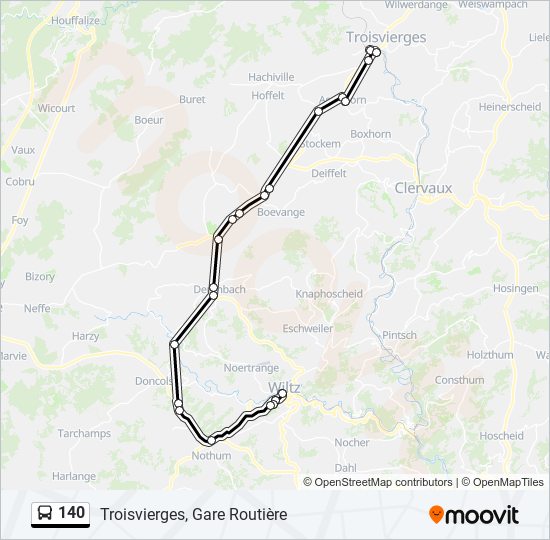 Plan de la ligne 140 de bus