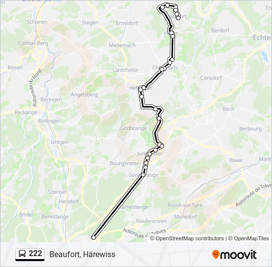 222 bus Line Map