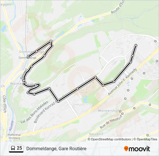 25 Bus Line Map