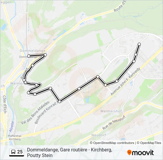 25 Bus Line Map