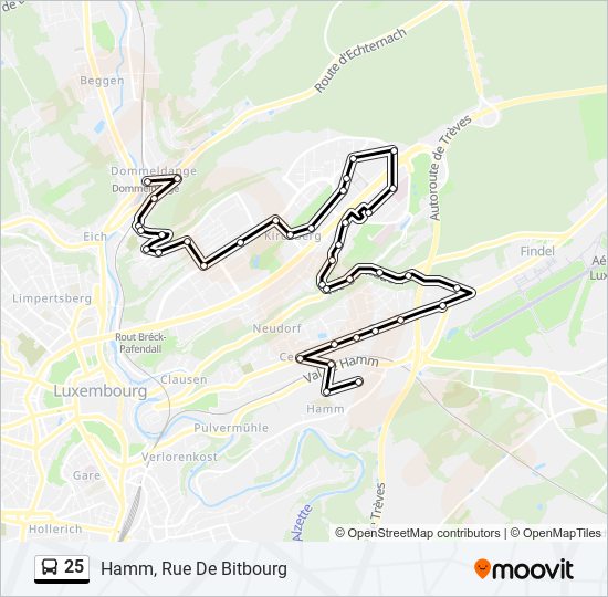 Plan de la ligne 25 de bus